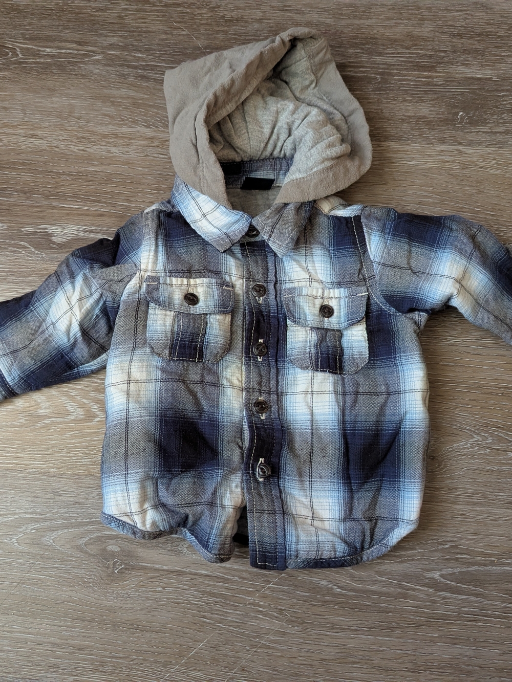 Hooded Plaid Button-Front Shirt Jacket
